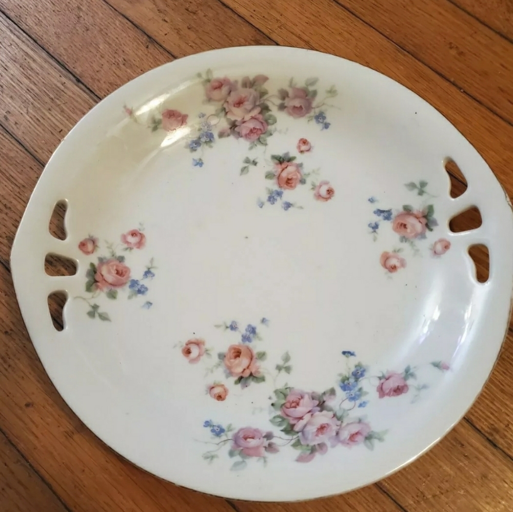 VTG Germany Romany Open Handle Floral Cake Plate
